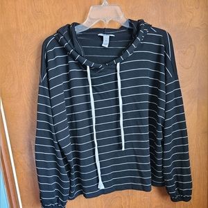 🌟 4/$20 Arizona Jean Co Black and White Striped Cropped Hoodie